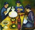 Trois femmes à la table à la lampe August Macke
